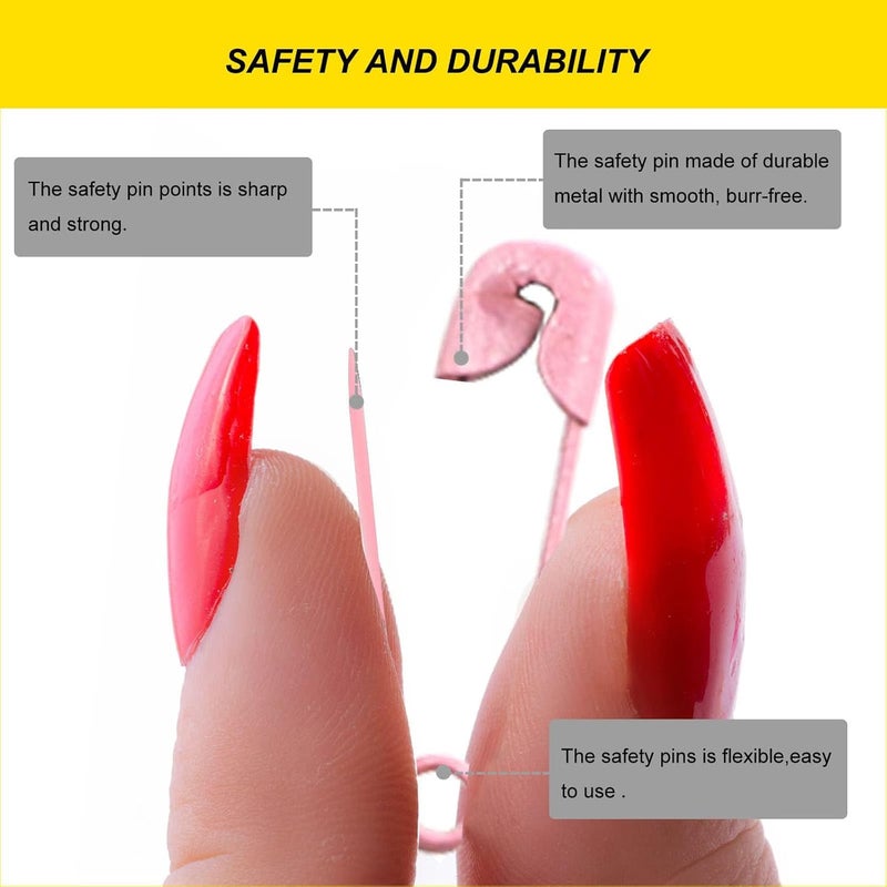 keepsweat Pink Safety Pins,Small Safety Pins for Clothes,19mm Metal Mini Saftey Pin for Tag Art Crafting Sewing Jewelry Making (120Pcs/Box) - Image 3